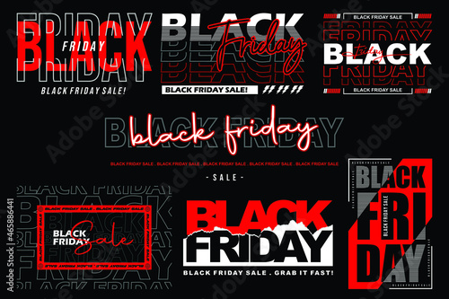 black friday event typography design for poster  social media post  banner  tag and background