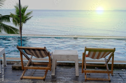 table and chairs on the beach