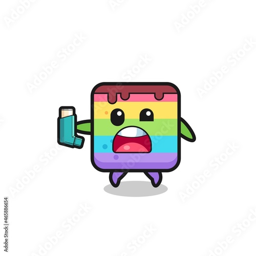 Wallpaper Mural rainbow cake mascot having asthma while holding the inhaler Torontodigital.ca