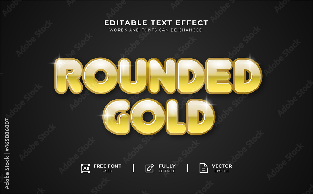 Rounded Gold Editable Text Effect Rounded Gold Editable Text Effect
