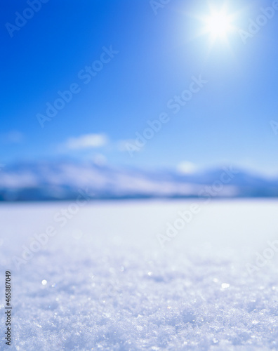 雪原と十勝連峰と太陽, 美瑛町,上川郡,北海道 photo