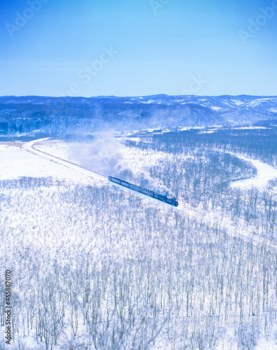 SL湿原号と釧路湿原俯瞰, 標茶町,川上郡,北海道