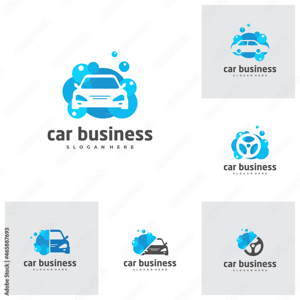 Set of Car wash logo vector template, Creative car logo design concepts Set of Car wash logo vector template, Creative car logo design concepts