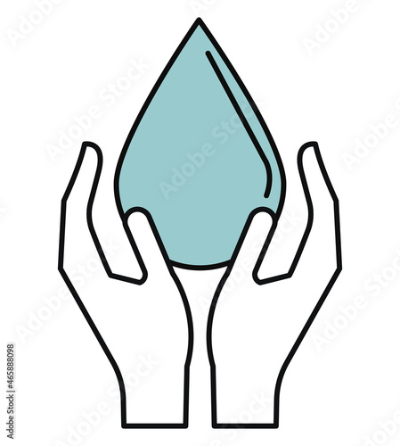 hands protecting water drop