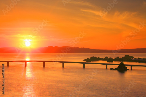 古宇利大橋と朝日, 今帰仁村,国頭郡,沖縄県