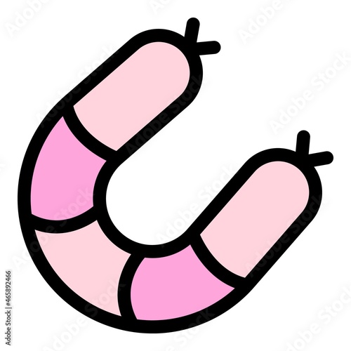 Frankfurter sausage icon. Outline frankfurter sausage vector icon color flat isolated