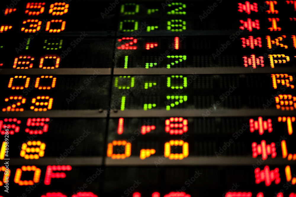 Real live stock exchange trading stocks display panel. High quality photo Real live stock exchange trading stocks display panel. High quality photo