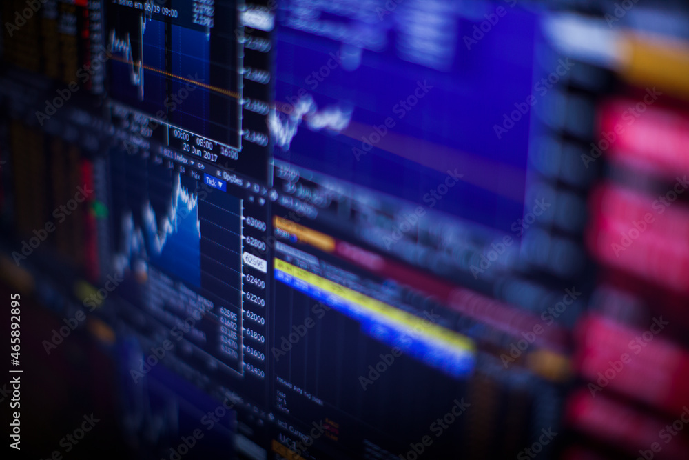 Real live stock exchange trading stocks display panel. High quality photo