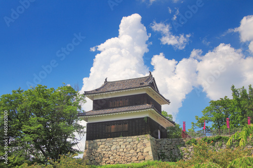 上田城の西櫓と入道雲, 日本,長野県,上田市 photo