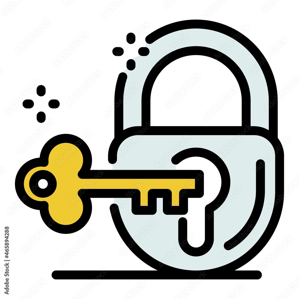 Justice padlock key icon. Outline justice padlock key vector icon color flat isolated Justice padlock key icon. Outline justice padlock key vector icon color flat isolated