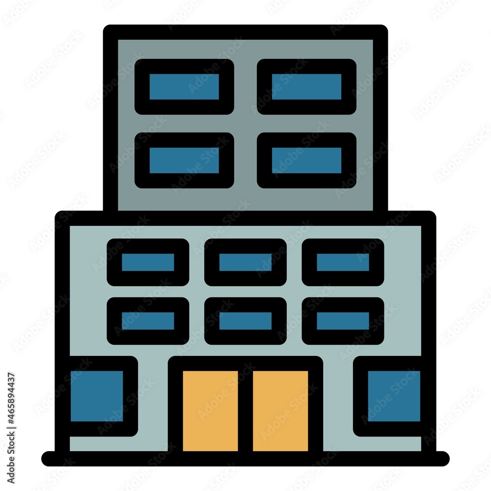 Prison building icon. Outline prison building vector icon color flat isolated Prison building icon. Outline prison building vector icon color flat isolated