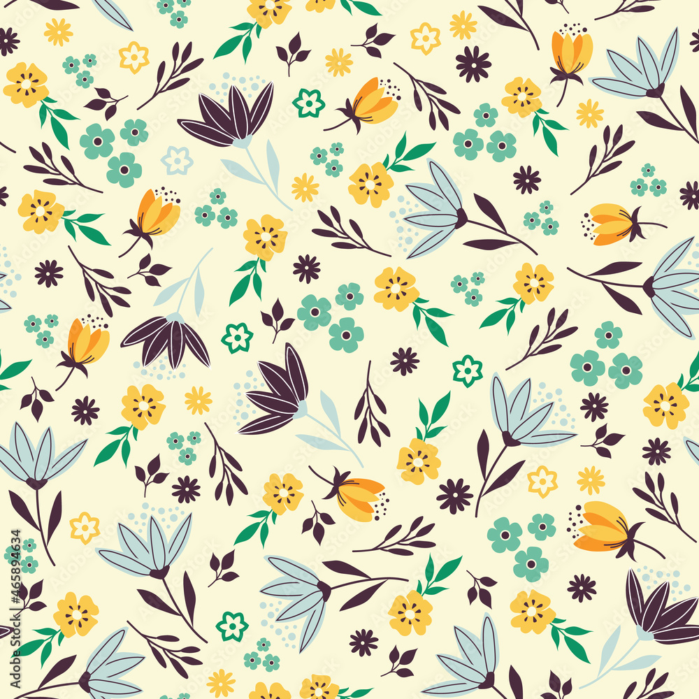 Retro floral seamless pattern background vector illustration