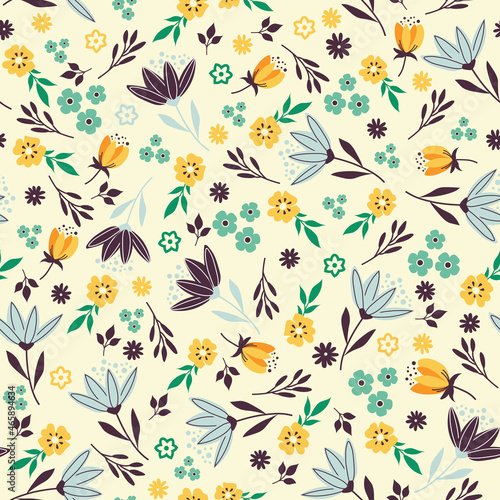 Retro floral seamless pattern background vector illustration