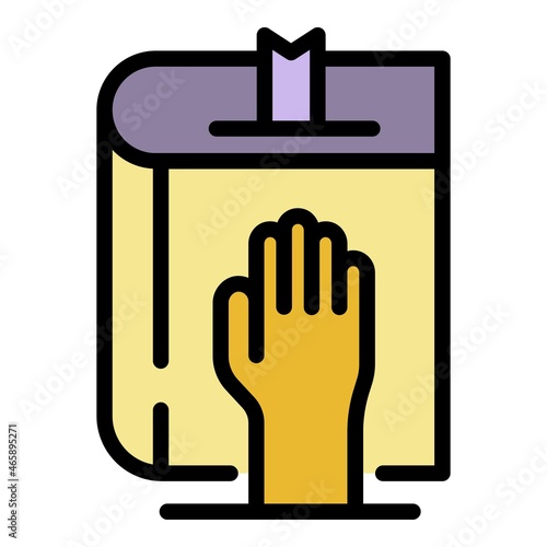 Notary oath icon. Outline notary oath vector icon color flat isolated