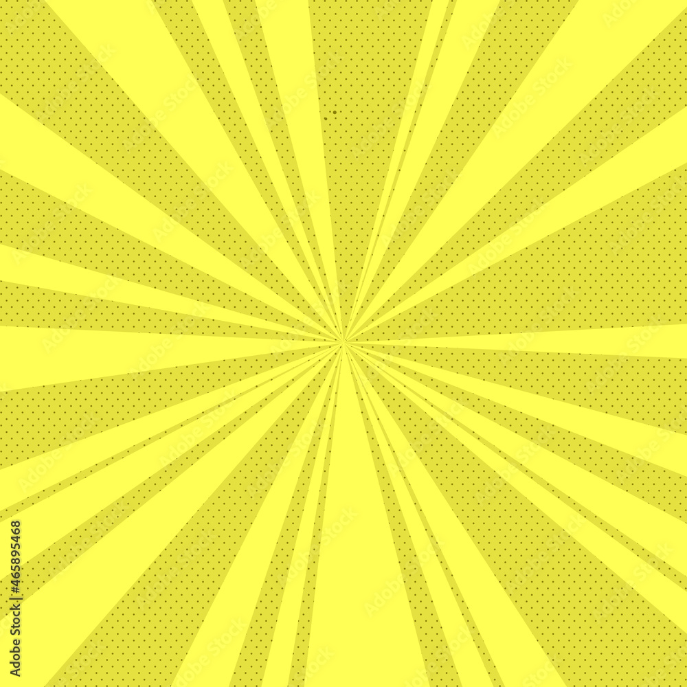 Yellow comic background with halftone effect and sunburst