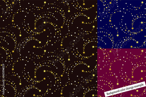Seamless pattern swatch,  CS, shooting stars.