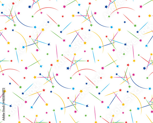 Seamless pattern swatch,  CS, shooting stars(colorful).