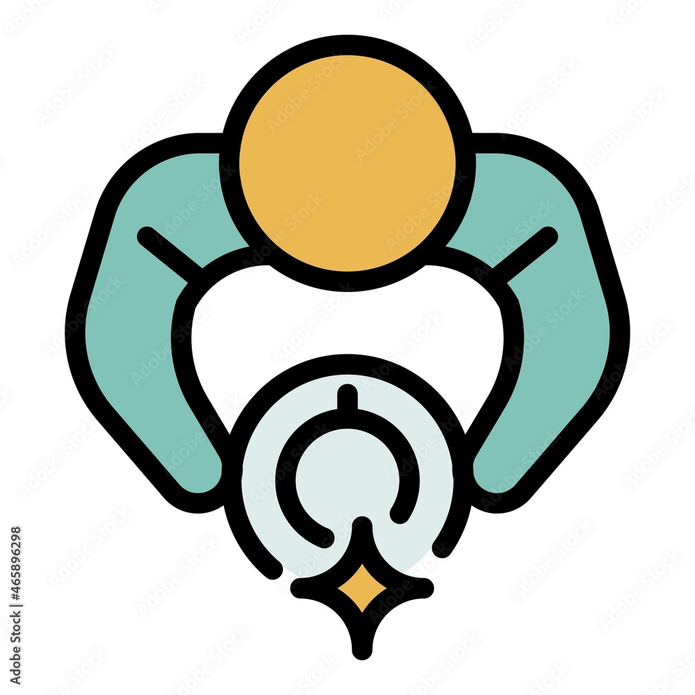 Man with a cup of coffee icon. Outline man with a cup of coffee vector icon color flat isolated Man with a cup of coffee icon. Outline man with a cup of coffee vector icon color flat isolated