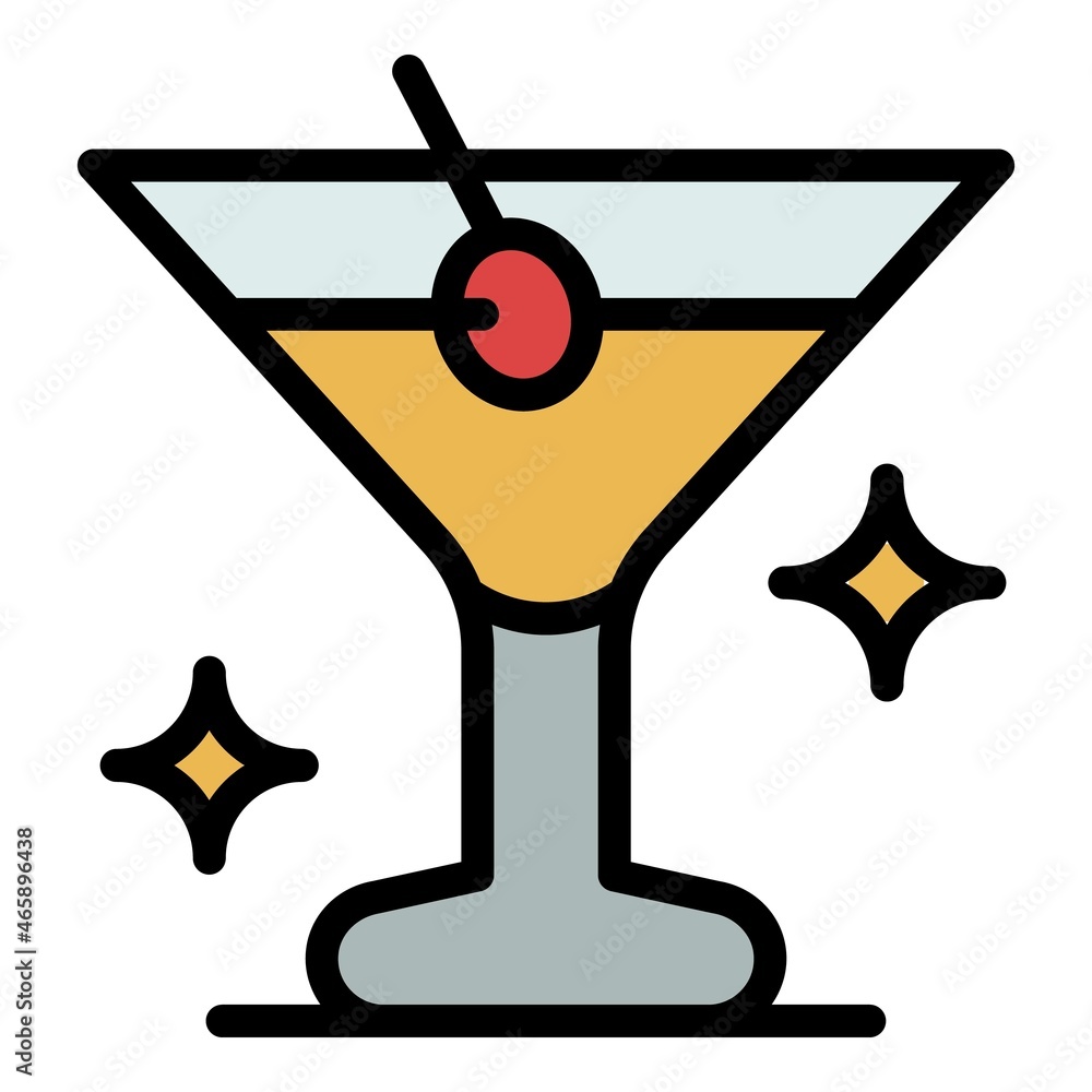 Martini in a glass icon. Outline martini in a glass vector icon color flat isolated Martini in a glass icon. Outline martini in a glass vector icon color flat isolated