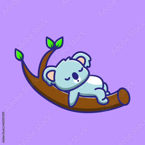 koala sleeping on a tree trunk