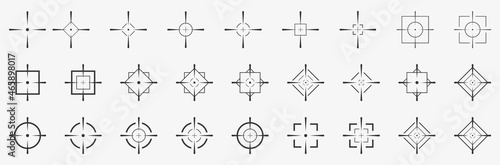 Target destination icon set. Aim sniper shoot, goal, crosshair, shoot, shooting, and more.