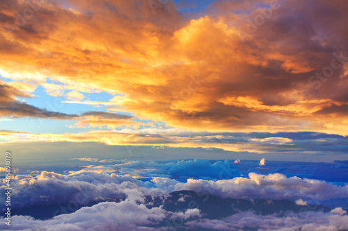 八ケ岳方向の雲海と朝焼け, 甲信越,長野県,松本市