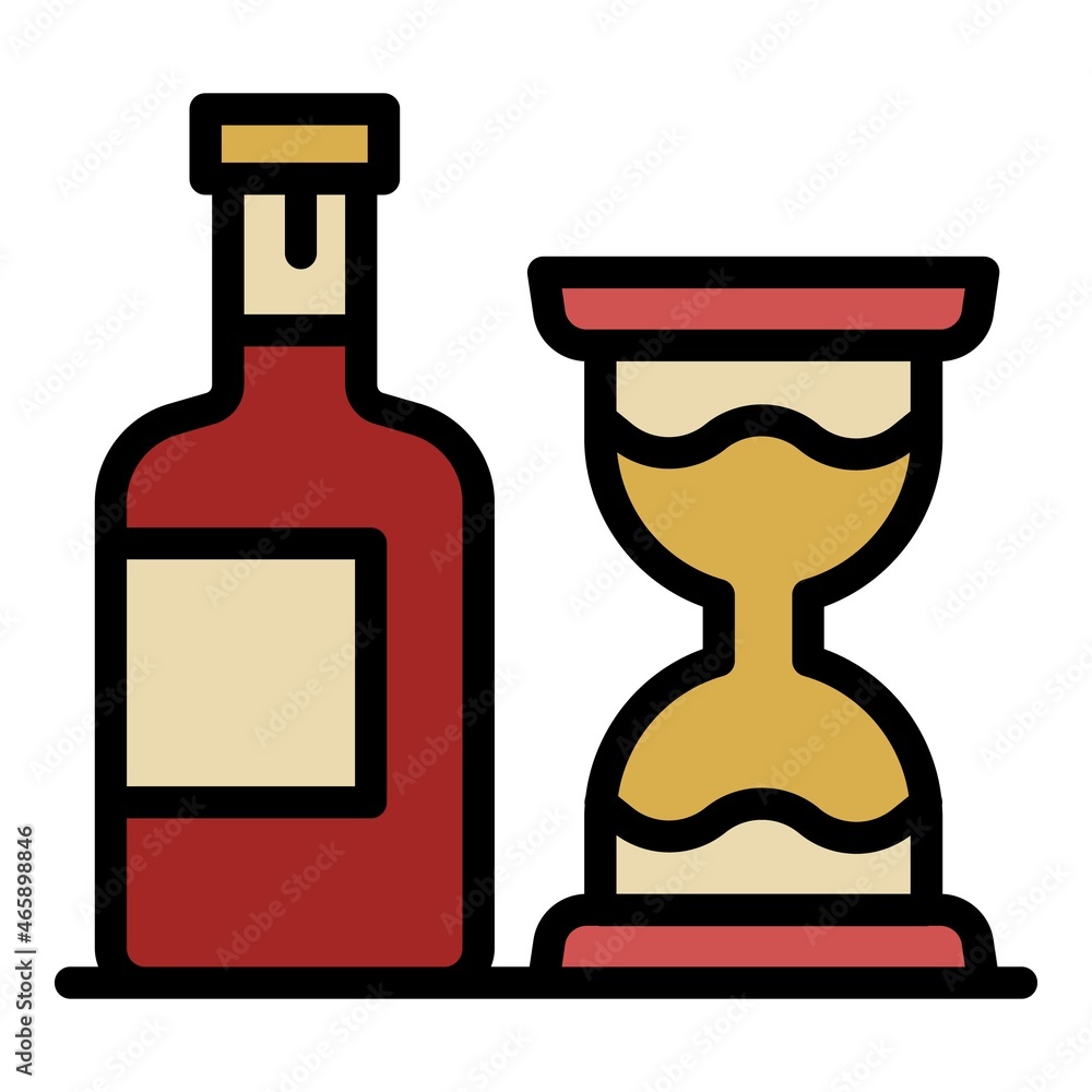 Bottle and hourglass icon. Outline bottle and hourglass vector icon color flat isolated Bottle and hourglass icon. Outline bottle and hourglass vector icon color flat isolated