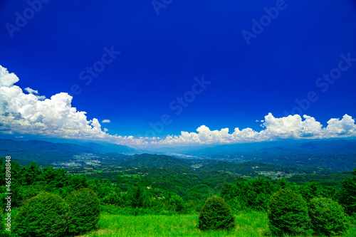 下条村　夏の極楽峠から見るパノラマ　阿智村　飯田市　下条村