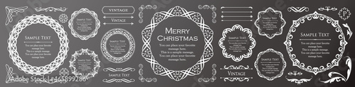 クリスマスをイメージしたフレームデザインのセット。アンティーク。ビンテージ。エレガント 