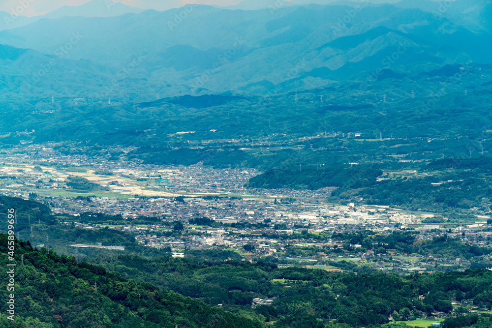 下条村　夏の極楽峠から見るパノラマ　阿智村　飯田市　下条村