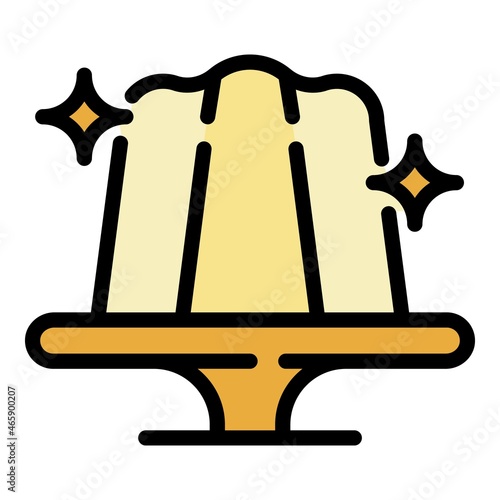 Panna cotta cake on a stand icon. Outline panna cotta cake on a stand vector icon color flat isolated