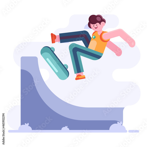 boy on the on the skateboard. Vector illustration.