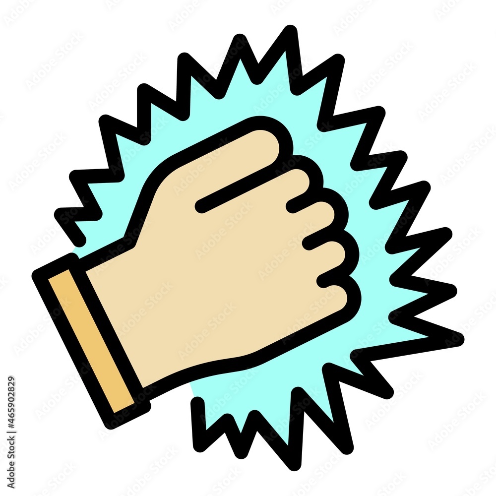 Knock fist icon. Outline knock fist vector icon color flat isolated Knock fist icon. Outline knock fist vector icon color flat isolated