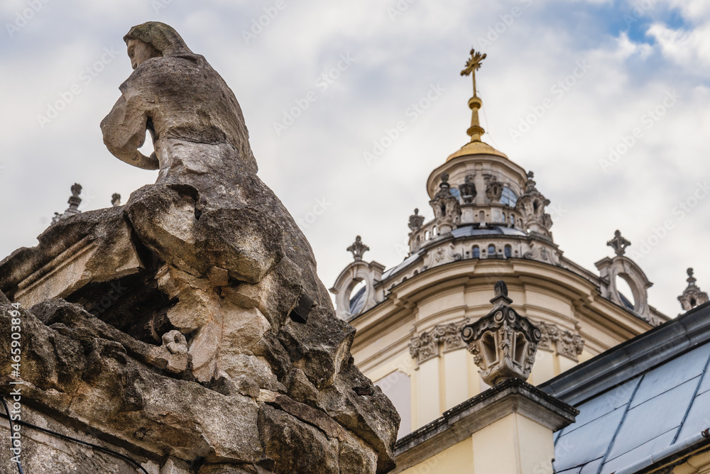 LVIV, UKRAINE - October, 2021: St. George's Cathedral, one of the most important churches in Ukraine. LVIV, UKRAINE - October, 2021: St. George's Cathedral, one of the most important churches in Ukraine.