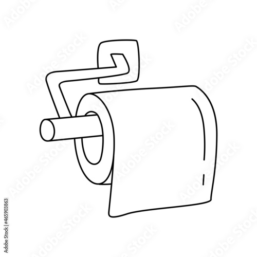 Toilet paper holder sketch. Hand drawn black and white doodle vector illustration.