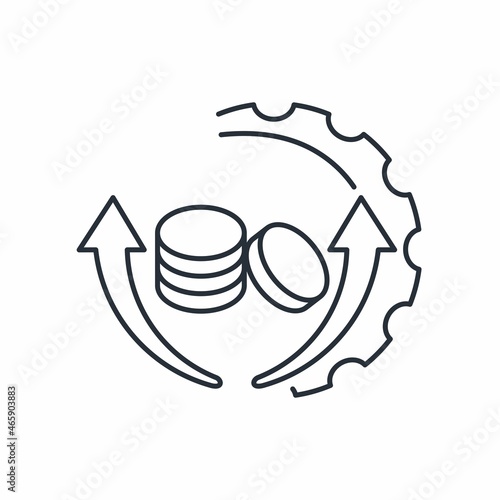 New financial management. Control over financial flows, process. Vector linear icon isolated on white background.
