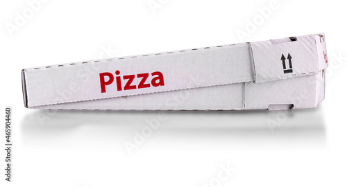 White pizza delivery box isolated on white background