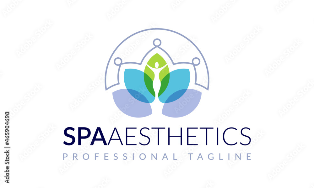 Floral Human Spa Aesthetics Logo Design Vector Icon Illustrations. Floral Human Spa Aesthetics Logo Design Vector Icon Illustrations.