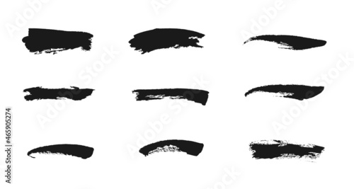 Dry paint brush strokes set. Grunge paintbrush set. Vector freehand drawing brush elements