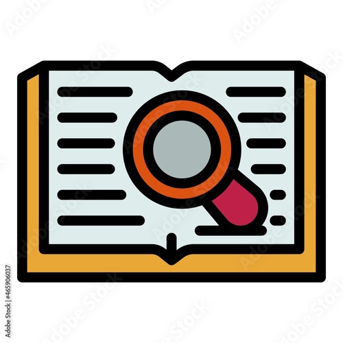 Search book translate icon. Outline search book translate vector icon color flat isolated photo