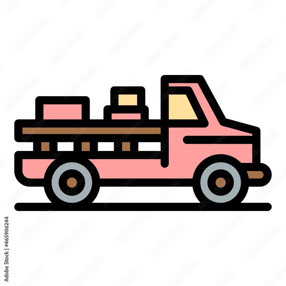 Farmer pickup car icon. Outline farmer pickup car vector icon color flat isolated Farmer pickup car icon. Outline farmer pickup car vector icon color flat isolated