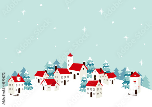 冬の街並み　背景イラスト