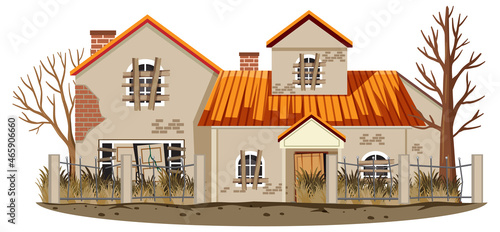 Isolated old broken house in the rural