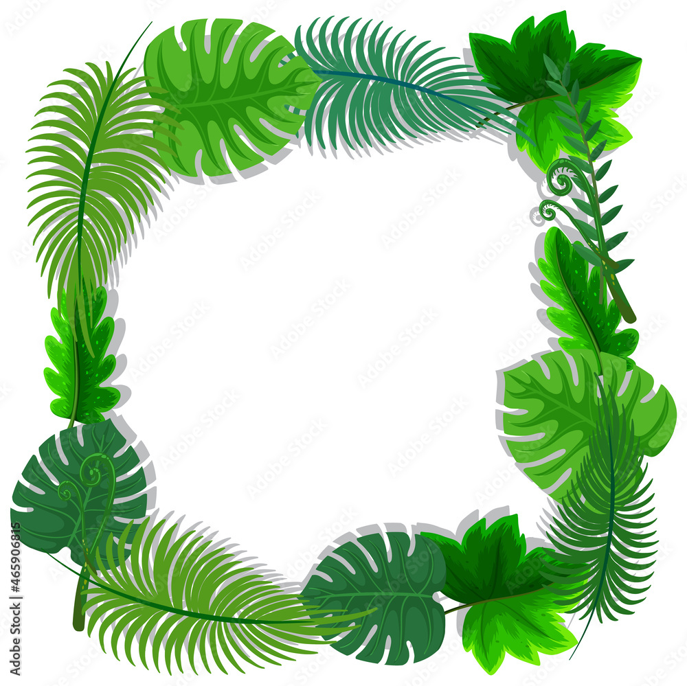 Naklejka premium Square frame with tropical green leaves