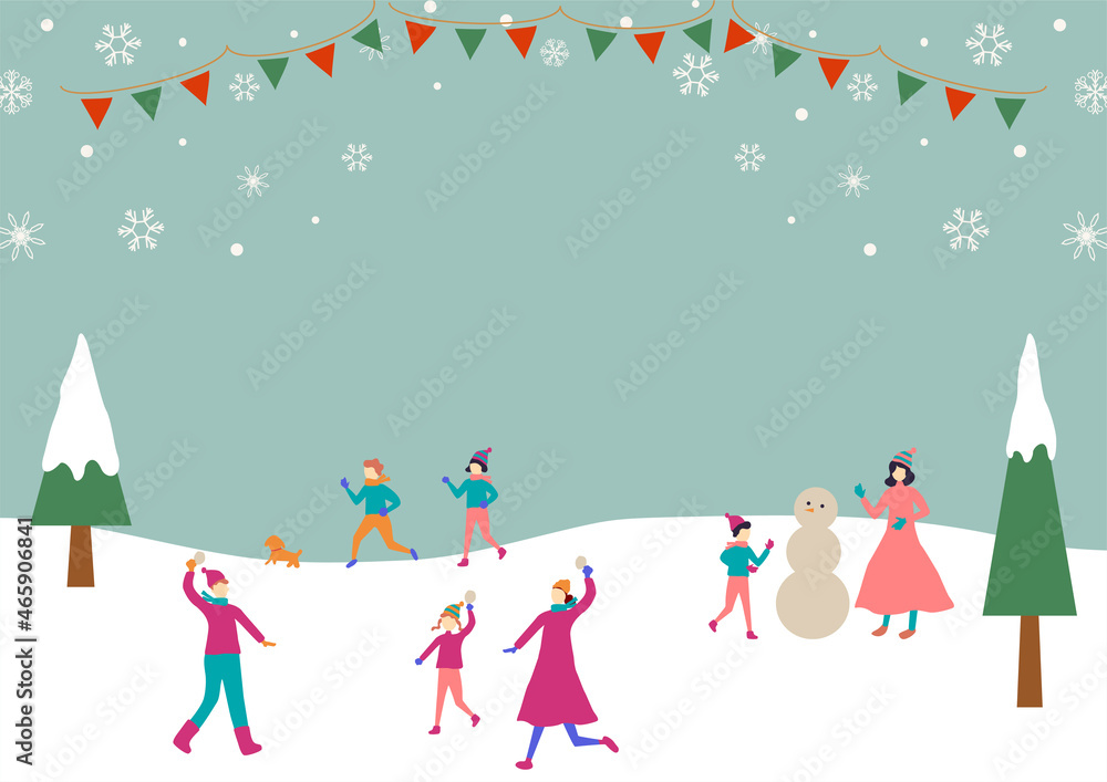 Obraz premium 雪遊びする人々