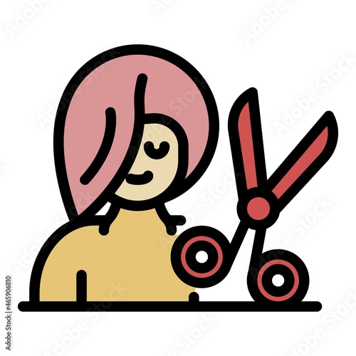 Woman groomer icon. Outline woman groomer vector icon color flat isolated