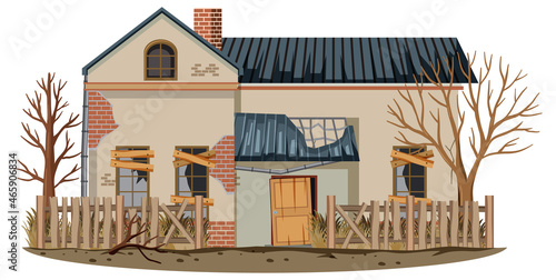 Isolated old broken house in the rural