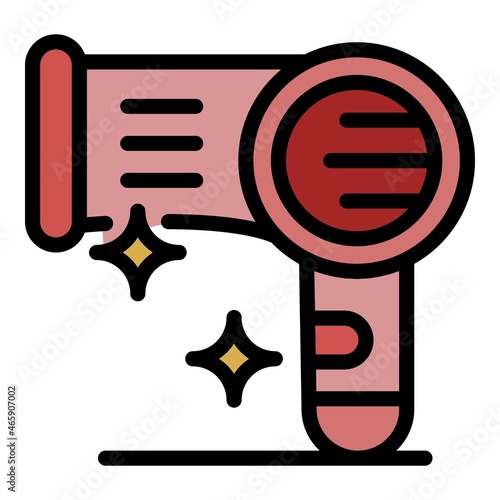 Groomer hair dryer icon. Outline groomer hair dryer vector icon color flat isolated