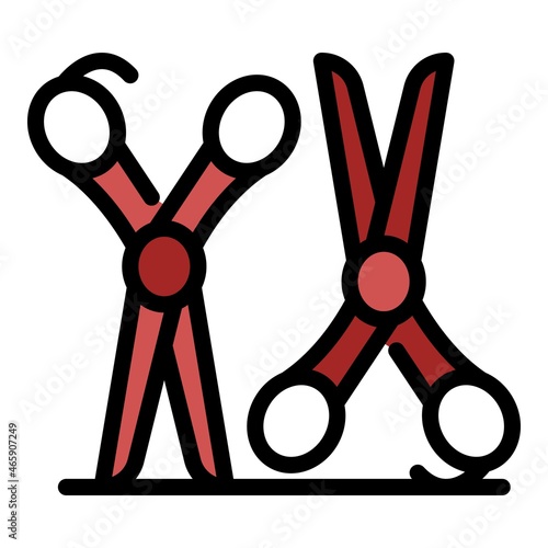 Steel scissors groomer icon. Outline steel scissors groomer vector icon color flat isolated