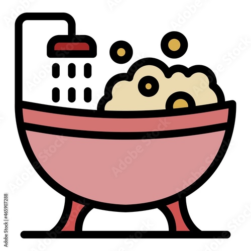 Groomer bathtub icon. Outline groomer bathtub vector icon color flat isolated